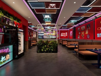 工业风烧烤店3D模型下载